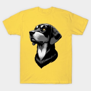 Stunning and Cool Bavarian Mountain Scent Hound Monochrome and Gold Portrait for Father's Day T-Shirt